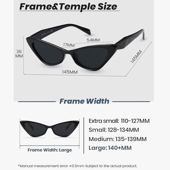 Veda Tinda Vision Cat Eye Sunglasses for Women Tinted Polarized Retro Large - Picture 9 of 11